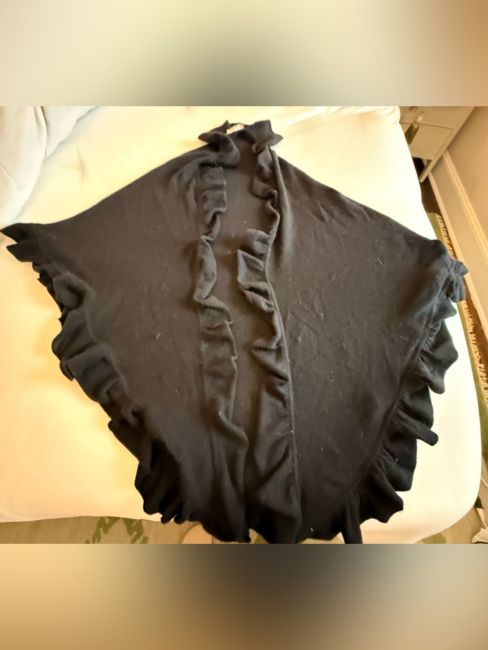 Black Ruffle-Trim Women's Sweater Wrap